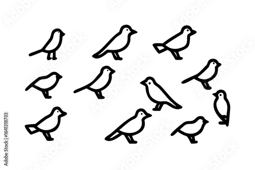 Wallpaper Mural Twelve Distinct Bird Silhouettes on White Background animal wildlife Torontodigital.ca