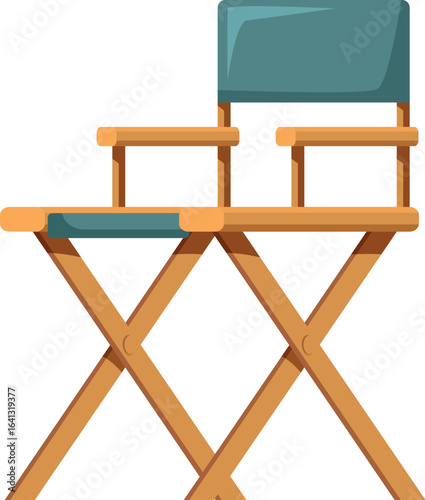 Comfortable director chair awaits the film crew on set, ready for a break during filming