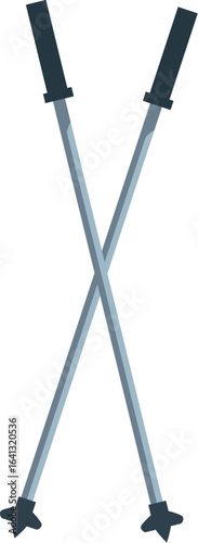 Two adjustable nordic walking poles crossed over a white background represent an active lifestyle