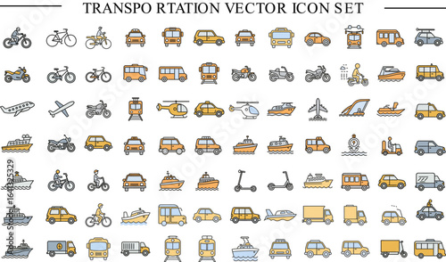 Transportation vector icon set