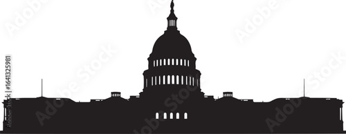 United States Capitol Building Silhouette Vector