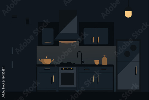 dark moody kitchen with matte black cabinets