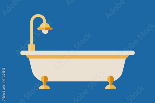 French Style Bathroom with Clawfoot Tub and Gold Fixtures