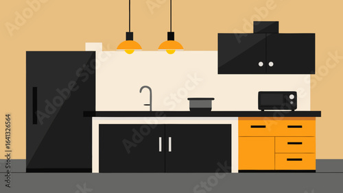 High End Minimal Kitchen with Black Quartz Countertops