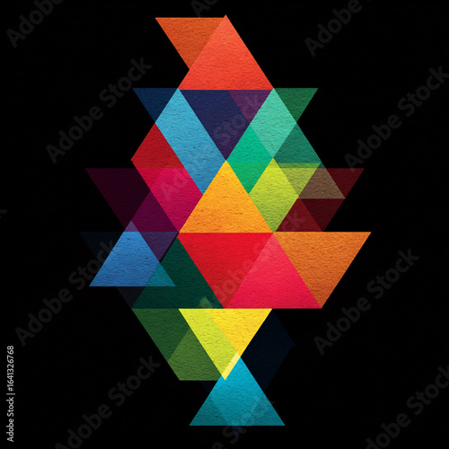 Abstract Colorful Triangle Shapes on Black Background