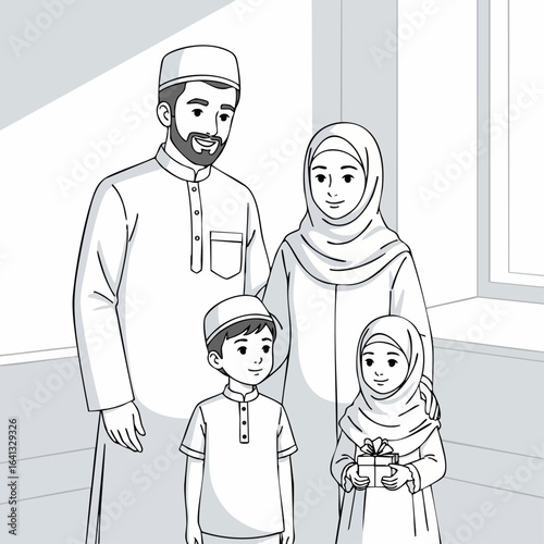 Family Celebrating Together in Vector Art Style for Cultural Awareness, Holiday Blogs, Social Media, Educational Resources, and Family Content  