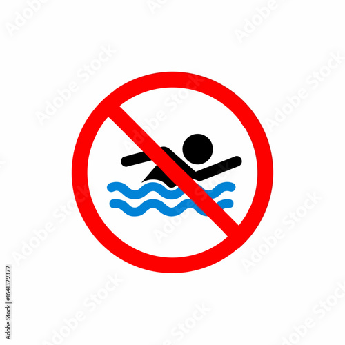 No Swimming Sign Vector Art, Warning Symbol for Safety Awareness, Outdoor Regulations, Beach Caution, Pool Guidelines, and Informative Graphics  