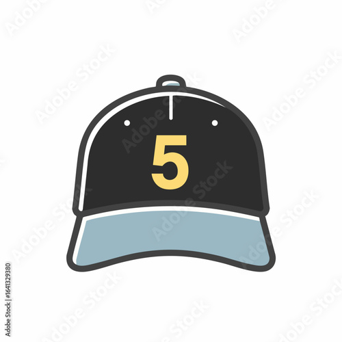 Vector Art of a Cap with Number 5 for Fashion Blogs, Sports Merchandise Websites, Graphic Design Projects, Branding Materials, and Apparel Marketing  