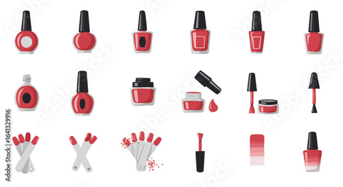 Nail polish and coatings flat icon set vector beauty design