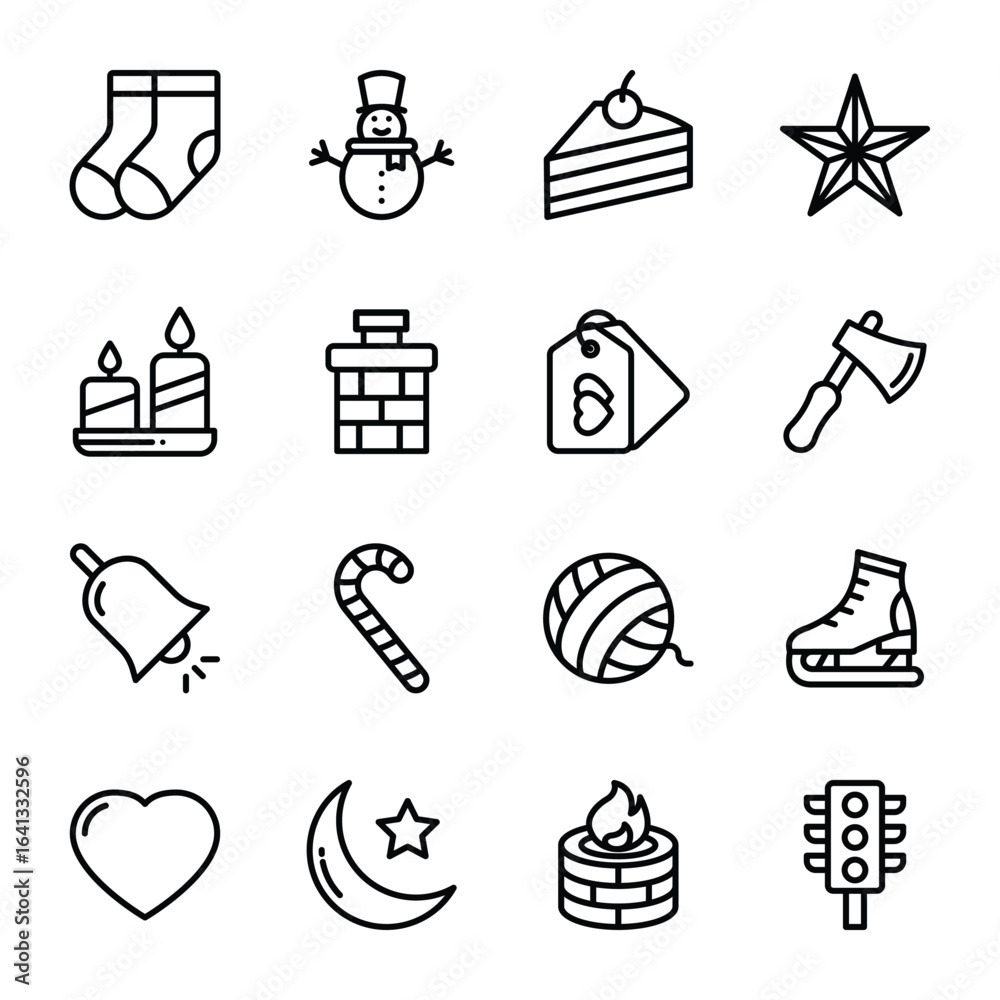 Fototapeta premium Winter Vector Outline Icon. Set 3