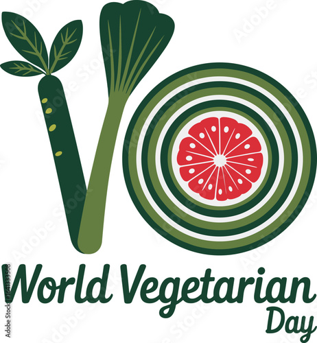 Creative illustration for world vegetarian day celebrating healthy vegan food and lifestyle