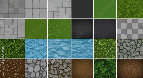 Variety of Seamless Game Textures for 2D Game Development and Virtual Worlds