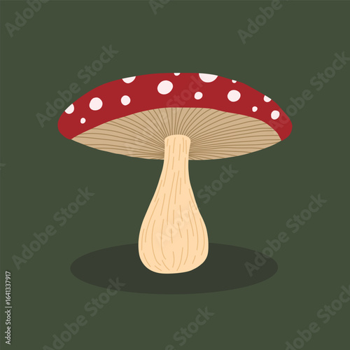Red Mushroom with white dots Illustration Autumn Theme Isolated Vector