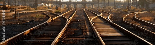 Railroad tracks diverge at a junction