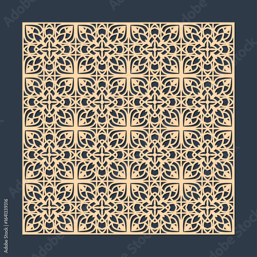Intricate geometric laser cut pattern with floral motifs