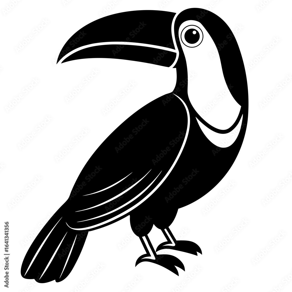 Fototapeta premium Stylized black silhouette of a toucan bird