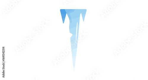 A blue icicle with varying shades pointed at the bottom on a white background