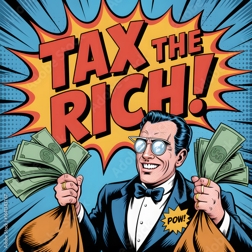 Charismatic Man in Formal Attire Holding Money Bags Advocating for Wealth