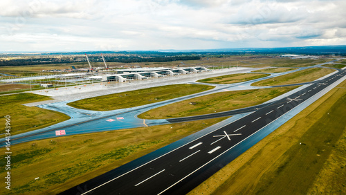 Drone aerial photograph of the new Western Sydney International Airport precinct currently under construction 2025	