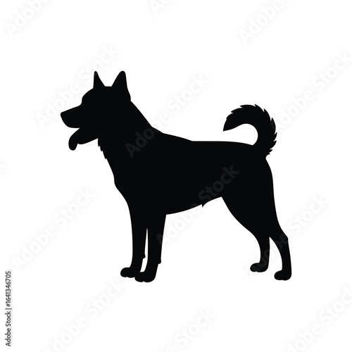 Silhouette of a dog standing, isolated on white background