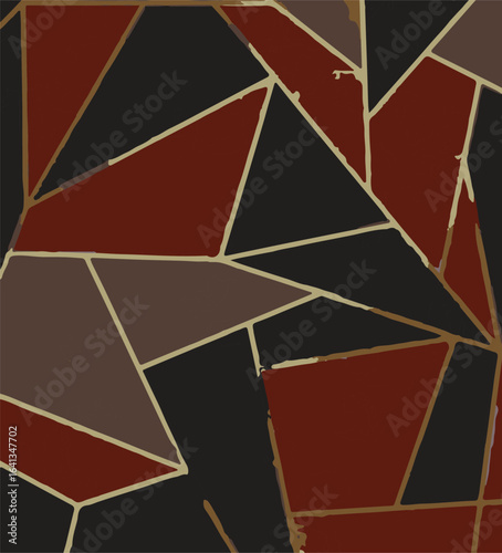 Black vector illustration, vintage grunge background with green geometric square frame pattern.