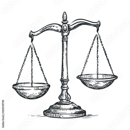 Classic symbol of justice representing balance and fairness concepts