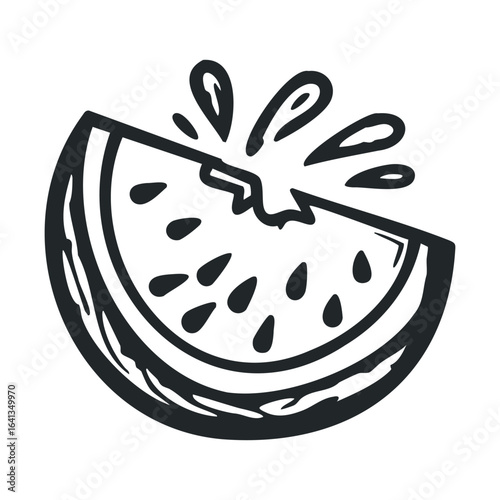 Refreshing summer slice of watermelon with juicy splashes