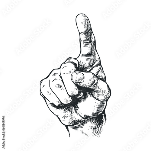 Important gesture indicating one as a concept or idea