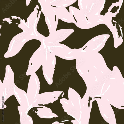 Big flowers pattern, upscale floral pattern. graphical textures floral, trendy colors pattern , flowers background with leaves. vector illustration.