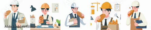 vector character architect eating bread