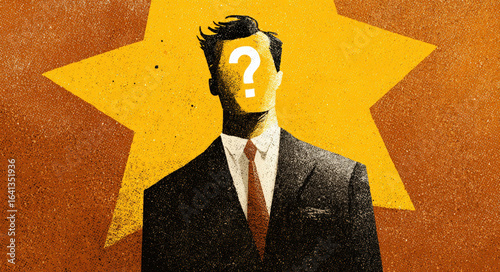 Anonymous businessman with question mark face