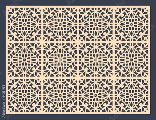 Intricate geometric pattern for laser cutting, cnc, or architectural screens, vector art vector
