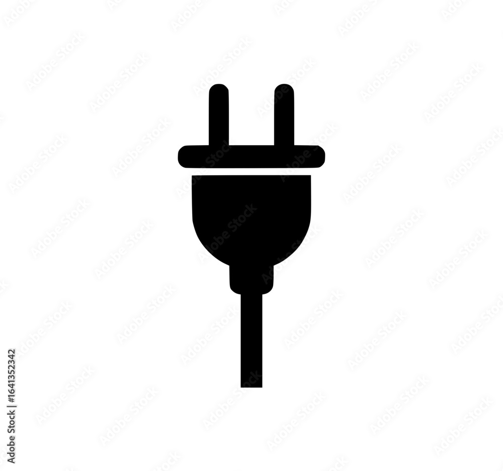 Black silhouette of a power plug icon Black silhouette of a power plug icon