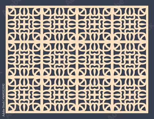 Geometric pattern for laser cutting, cnc router, and plotter, abstract background, decorative panel vector