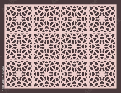 Decorative geometric pattern for laser cutting or cnc routing, intricate arabesque tile design vector