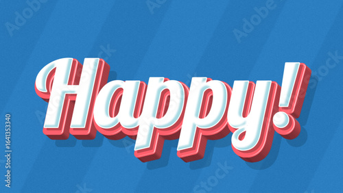 3D Happy text blue red white design