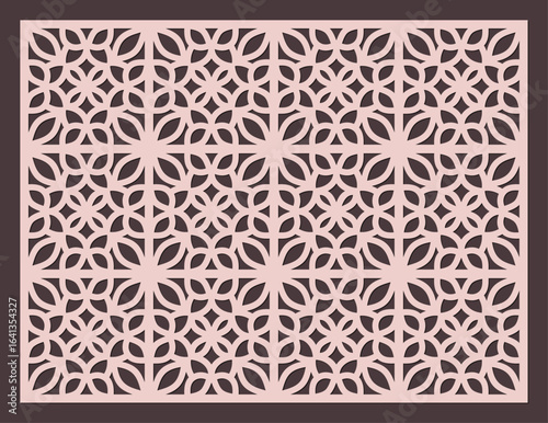 Seamless geometric pattern for laser cutting, cnc routing, or decorative panel design featuring intricate arabesque motif vector