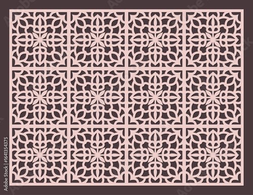 Seamless geometric pattern for laser cutting or cnc routing, intricate arabesque lattice tile design for screen or panel vector