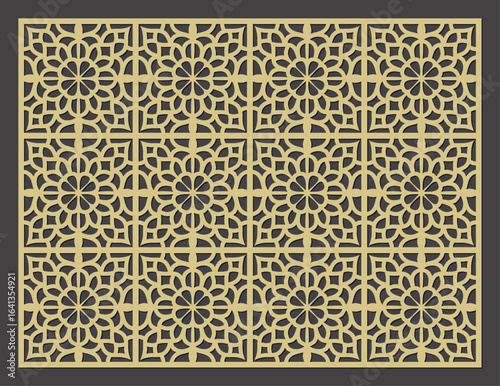 Geometric moroccan style decorative screen panel with intricate floral star pattern vector