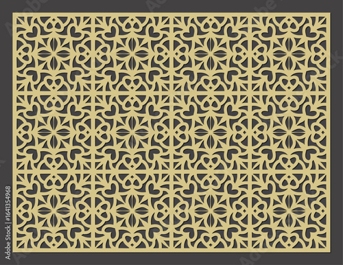 Intricate geometric pattern with floral motifs, a decorative lasercut screen design vector