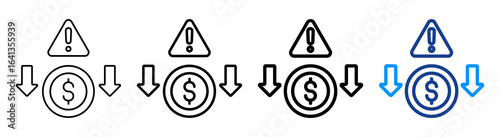 Bankruptcy Icon Multiple Outline Collection Set