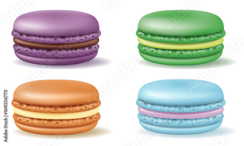 macaron french dessert cookies cake cartoon vector illustration isolated on white background