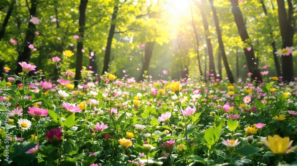 Fototapeta premium Vibrant Spring Bloom in a Wild Forest