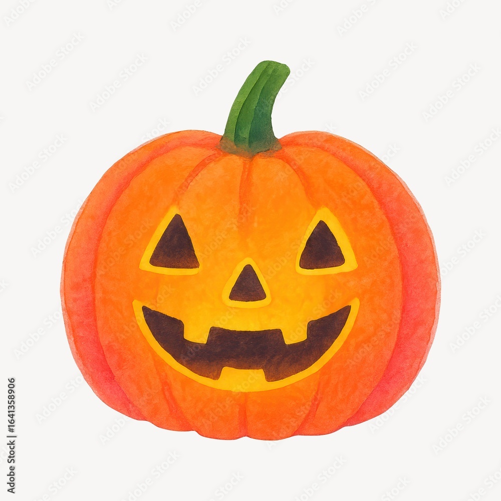 Fototapeta premium Watercolor Halloween pumpkin illustration.