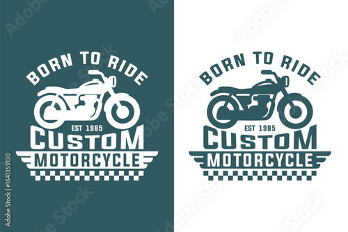Custom Motorcycle Club Badge Vintage Chopper Illustration