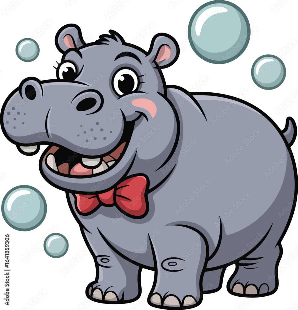 Obraz premium Cute cartoon a illustrator vector hippopotamus
