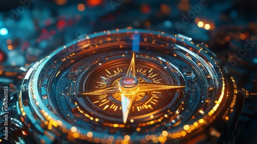 Wallpaper Mural Futuristic compass guiding through digital landscape, exploring new horizons Torontodigital.ca