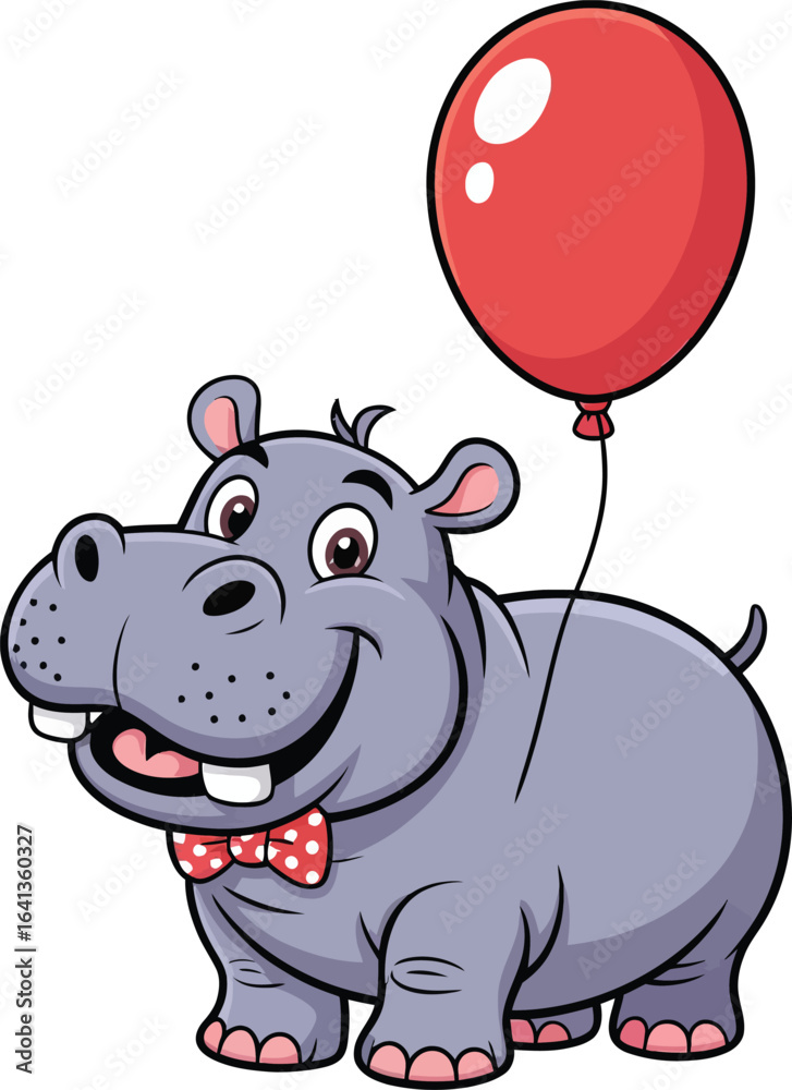 Fototapeta premium Cute cartoon a illustrator vector hippopotamus