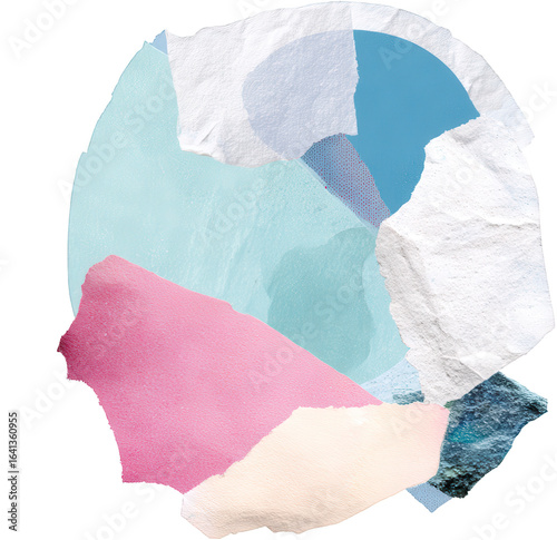 Colorful Abstract Collage Of Geometric Shapes And Textures On A Transparent Background