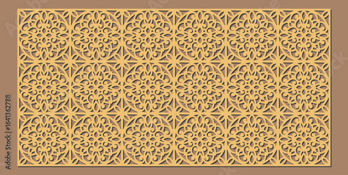 Laser cut seamless pattern for decorative panel, screen, or wall art with floral motif vector